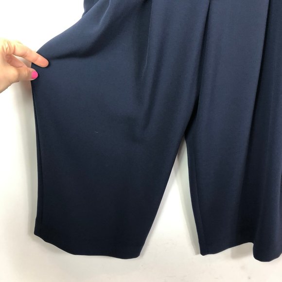 COS High Waist Paperbag Wide Leg Navy Pants Size 2 - Picture 3 of 6